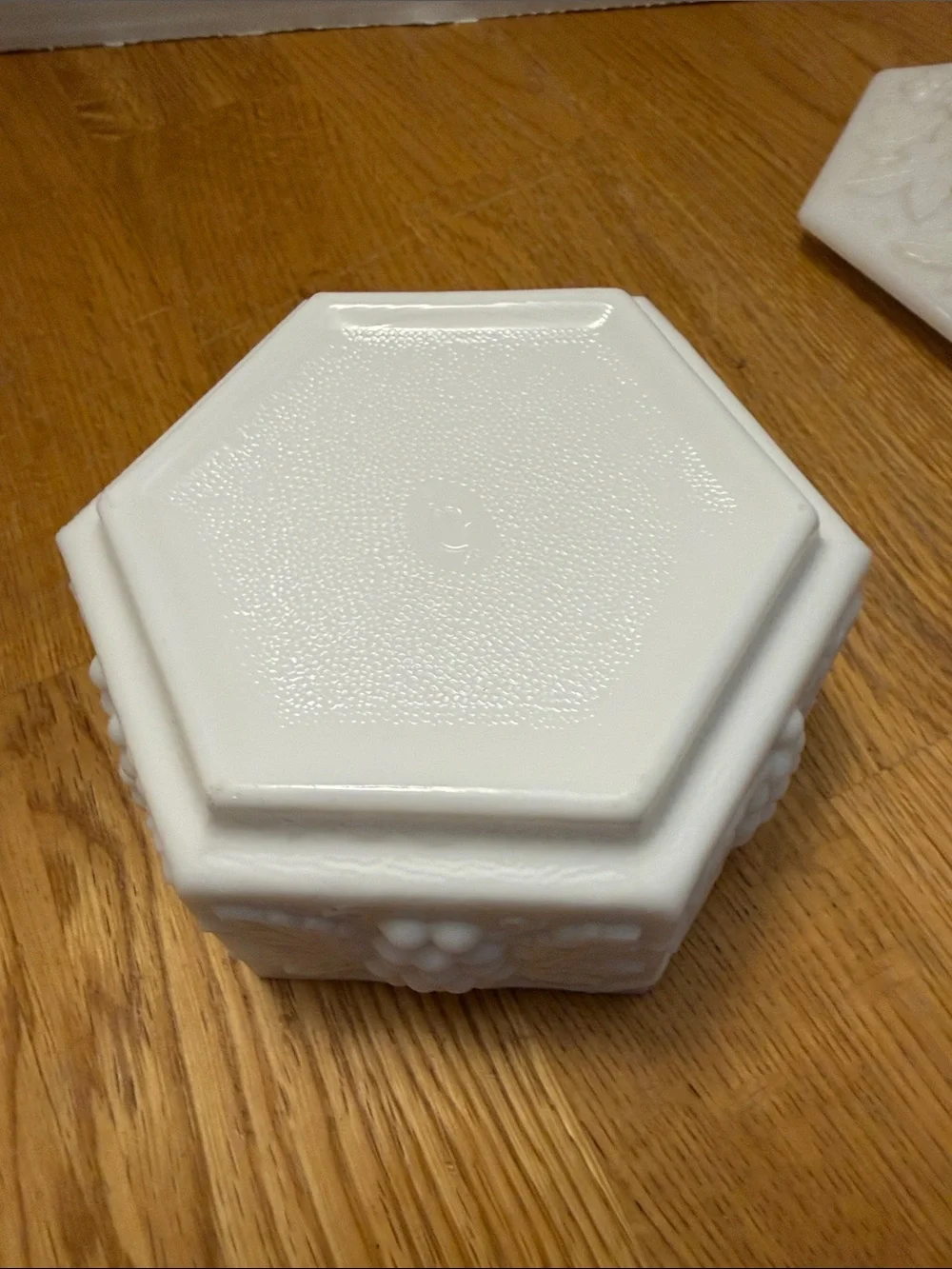 Hexagonal White Ceramic Trinket Dish with Embossed Monogram